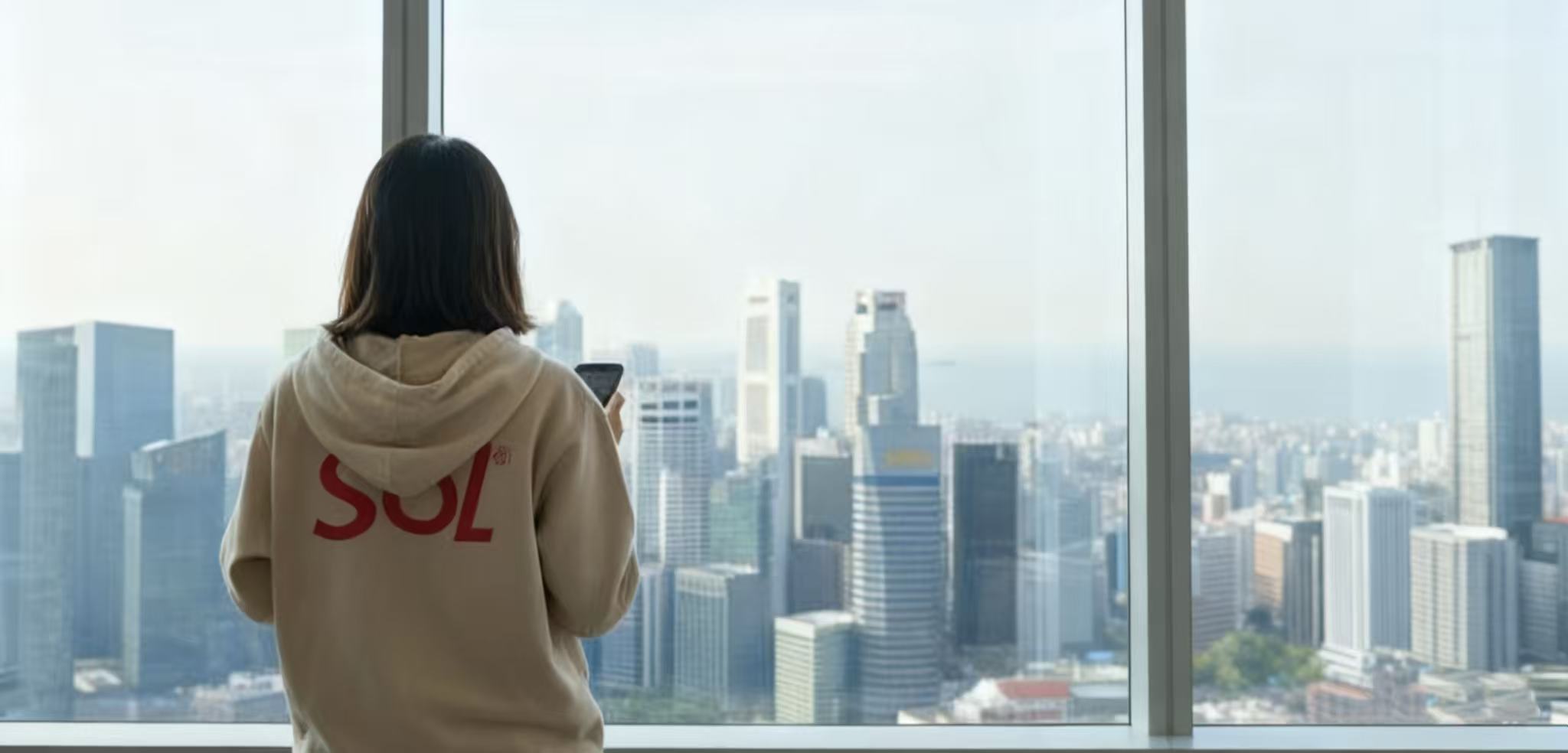 SOL team member overlooking the city